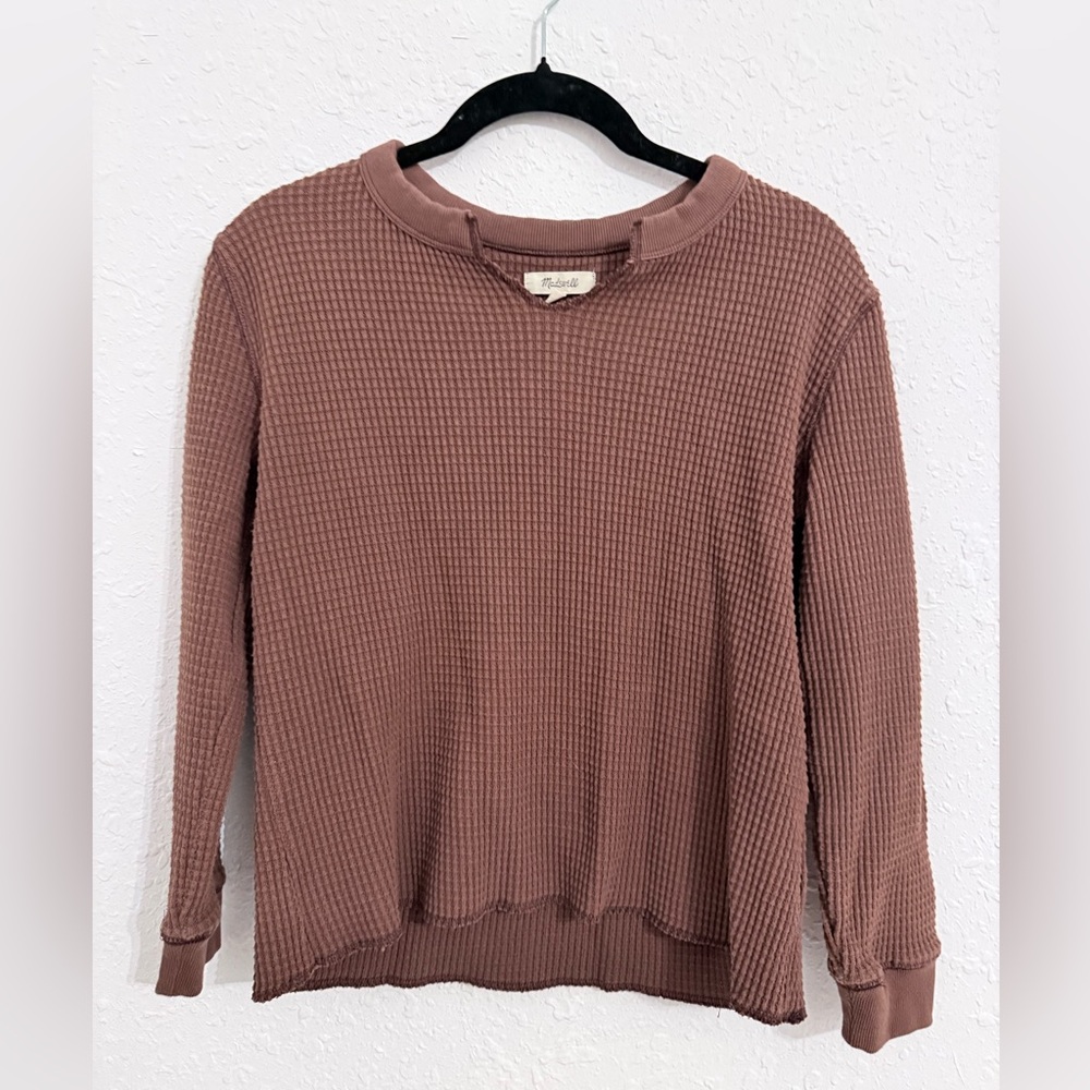 Madewell Brown Waffle Knit Crewneck